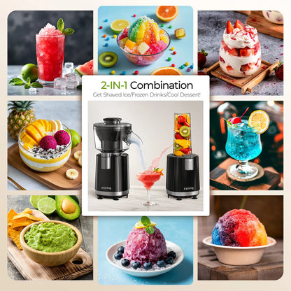 2 in 1 Snow Cone Machine with Smoothie Blender, 700W Shaved Ice Maker for Home Frozen Drinks
