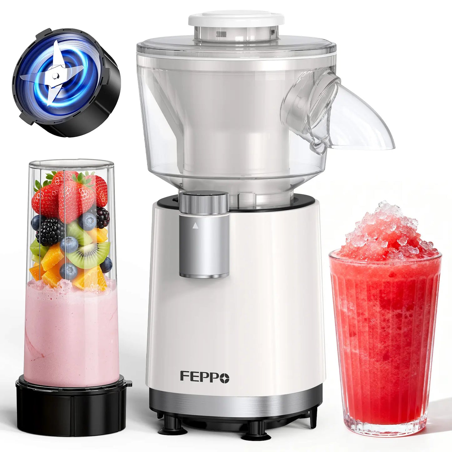 2 in 1 Snow Cone Machine with Smoothie Blender, 700W Shaved Ice Maker for Home Frozen Drinks