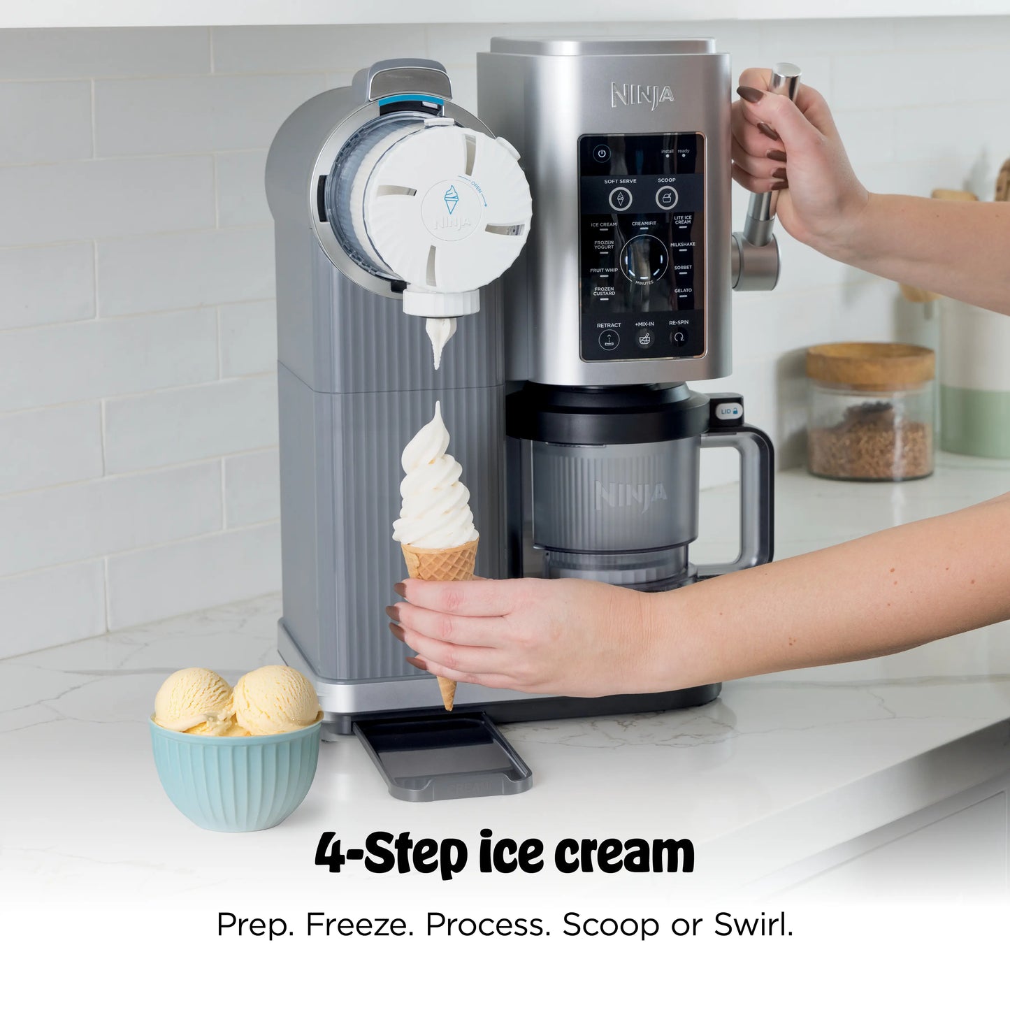 Soft Serve Ice Cream Maker with Scoop, Swirl & Frozen Treats